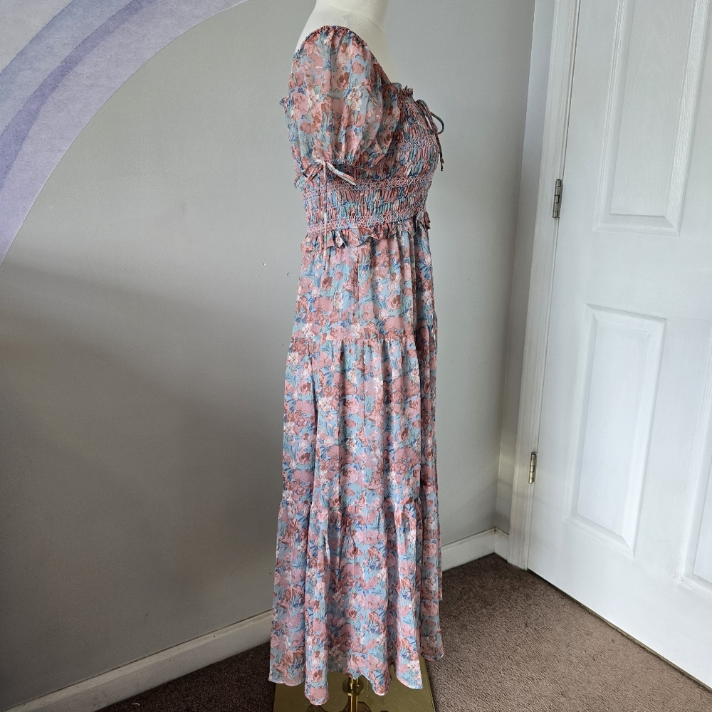 En Saison | Small | Adelina Smocked Floral Tiered Midi Dress - Picture 5 of 14